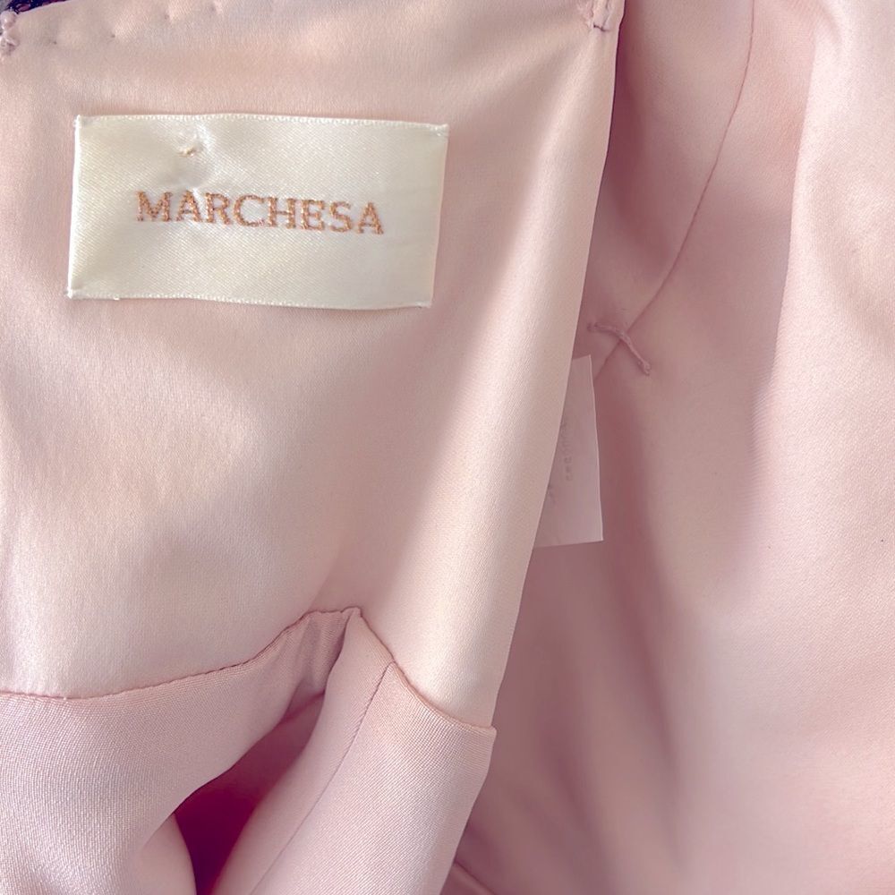 Marchesa Silk Lace Strapless Dress Pale Pink 6 - Picture 6 of 7